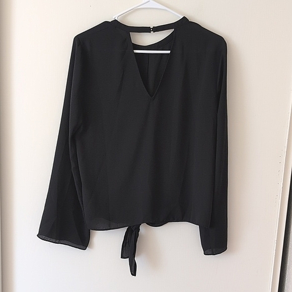 Madewell Womens Medium Long Sleeve Blouse Black Classic Office Contemporary - Picture 6 of 8